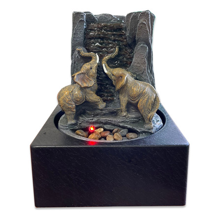 Fuente De Agua Mediana 23cm Elefantes + Luz Interior Zen Fuente De Agua Mediana 23cm Elefantes + Luz Interior Zen