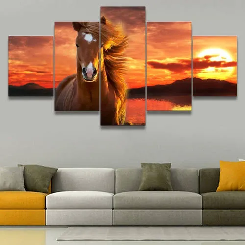 Quadro Para Decoração Mosaico Imagem Cavalo Indomável