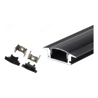 Perfil De Aluminio Para Empotrar Tira Led Muebles 1m Negro Perfil De Aluminio Para Empotrar Tira Led Muebles 1m Negro