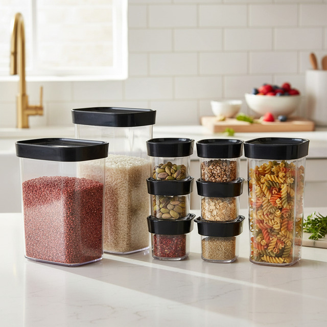 Kit 12 Potes Herméticos Para Mantimentos De Acrilico Kit 12 Potes Herméticos Para Mantimentos De Acrilico