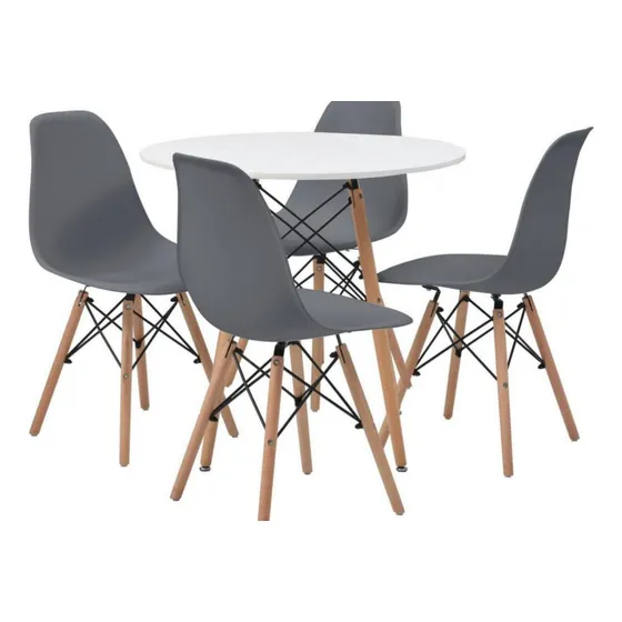 Juego Comedor Eames Redondo 4 Puestos Minimalista