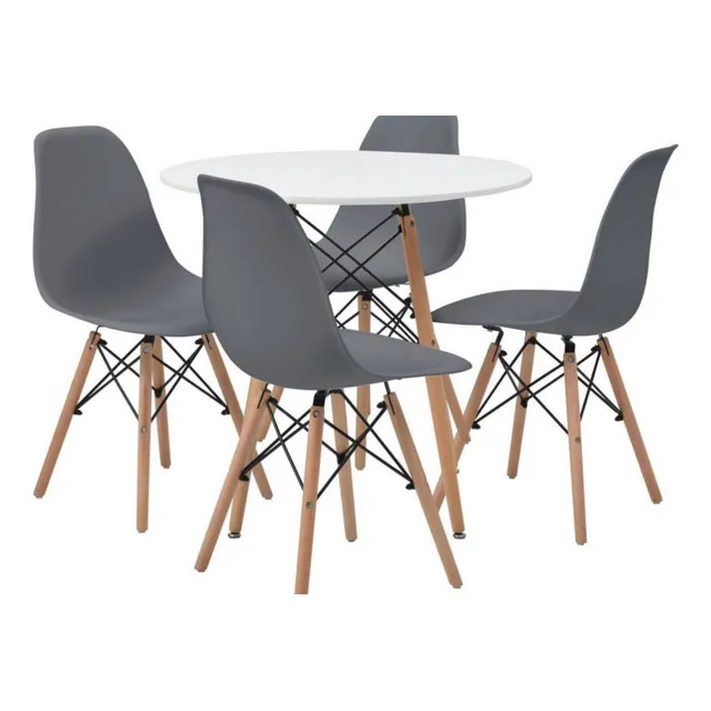Juego Comedor Eames Redondo 4 Puestos Minimalista