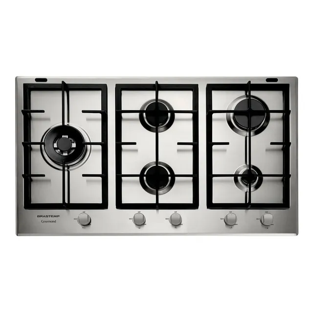 Cooktop À Gás 5 Bocas Brastemp Gourmand Bdk90drbna Cor Prateado 220V