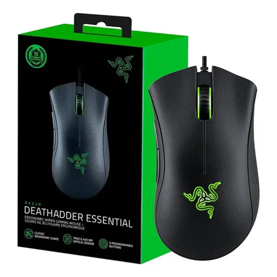 Mouse Gamer Razer Deathadder Essential 5 Botões 6.400 Dpi