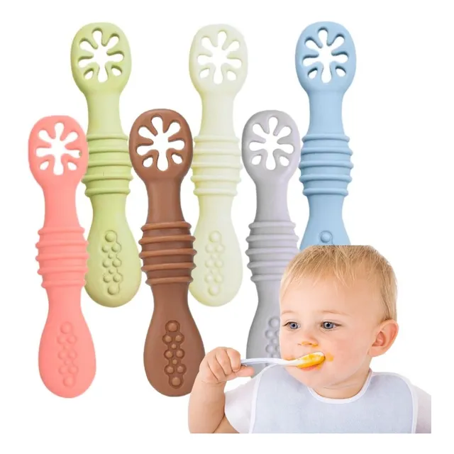 Set 6 Cucharas Para Bebes Multicolor De Silicona Libre Bpa