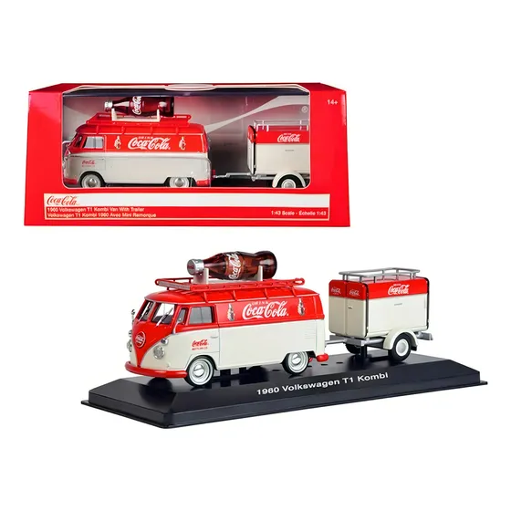 Motorcity 1:43 1960 Volkswagen Combi Con Remolque Coca Cola Color Rojo