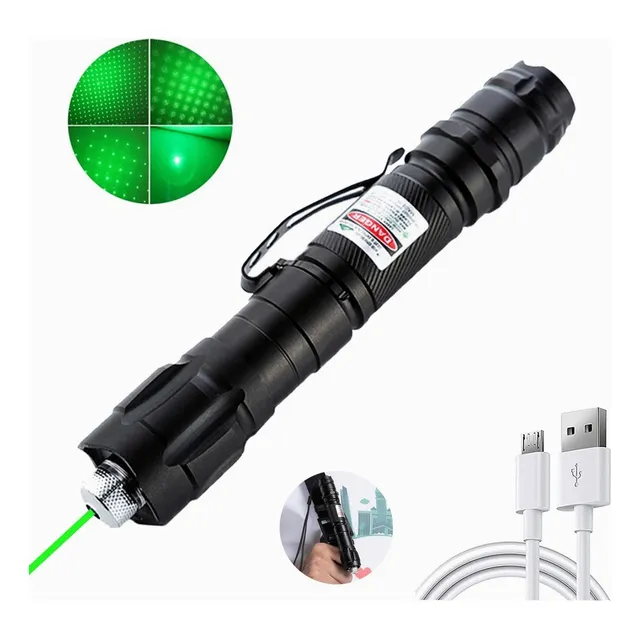 Carga Usb Patrón Puntero Láser Recargable Verde 5000mw
