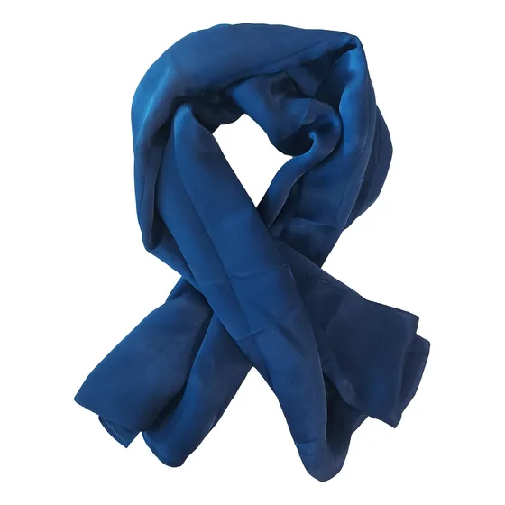 Chal De Seda Unicolor Transparente Medidas 110x180 Azul Liso Unica