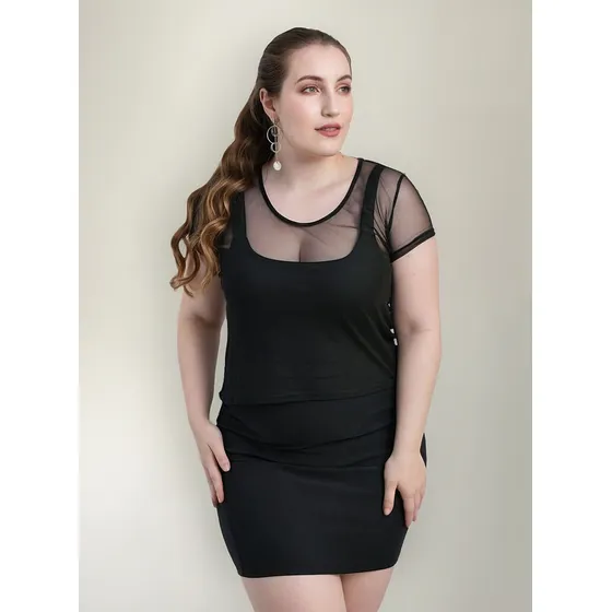 Remera Top De Tul Manga Corta Mujer Circe Xl Talles Grandes