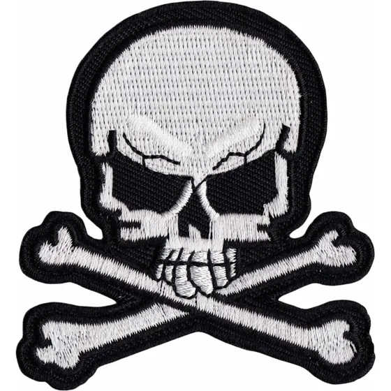 Blanco Negro 2.5 X 3  Calavera Crossbon Ï¿½ Bordado Hierro