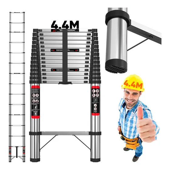 Escalera Telescópica Plegable Portátil De Acero Inoxidable Extensible Retráctil Bowoshen
