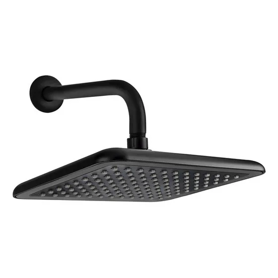 Regadera Ultra Ahorradora Con Brazo Corona Greta Mateblack Acabado Mate Color Negro