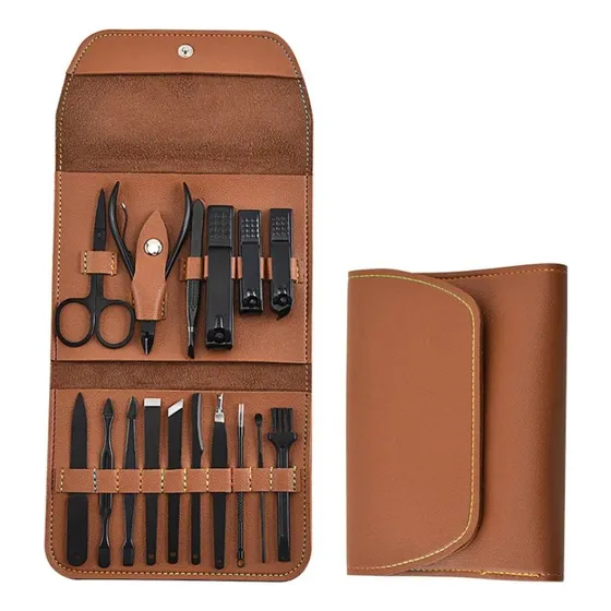 Set Manicura Pedicura Cortauñas Estuche 16 Piezas Accesorios Color Marron Una Ganga Tienda®