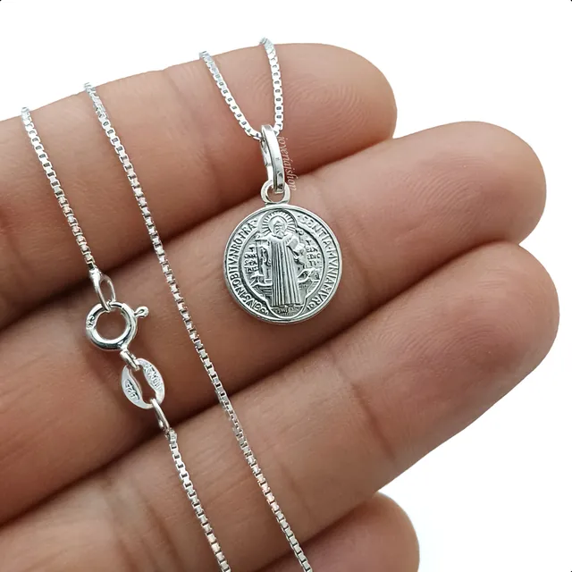 Cadena Y Dije San Benito En Plata 925 Italiana