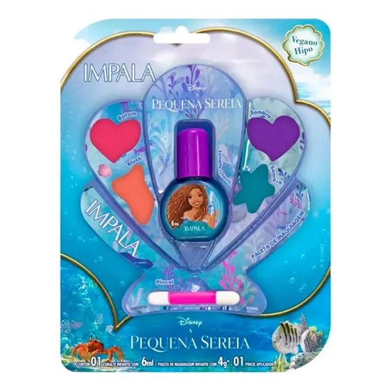 Kit De Maquiagem E Esmalte Infantil Pequena Sereia Impala 