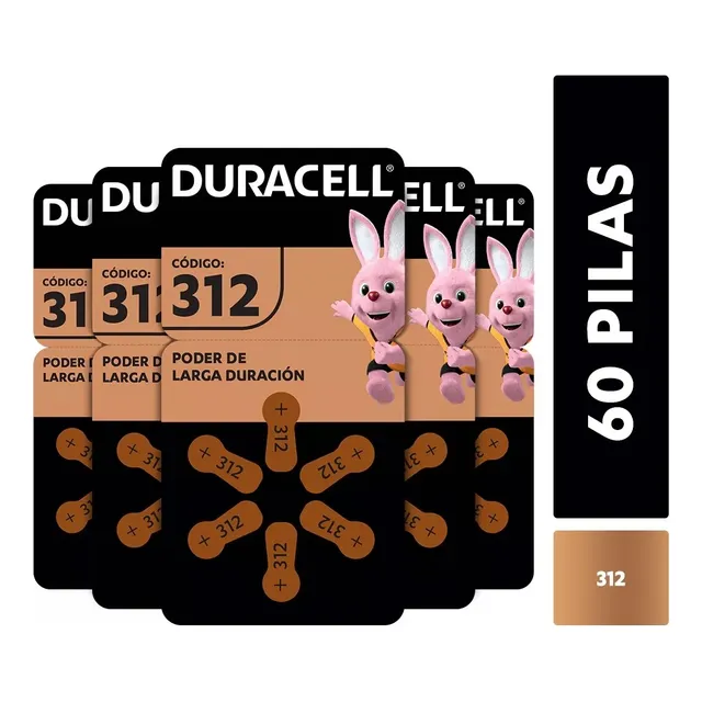 Pack 60 Pilas Duracell Audífono Tamaño 312