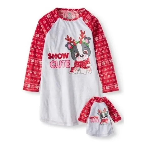 Dormilona Niña Y Muñeca Navidad American Girl 10-12 Y 14-16