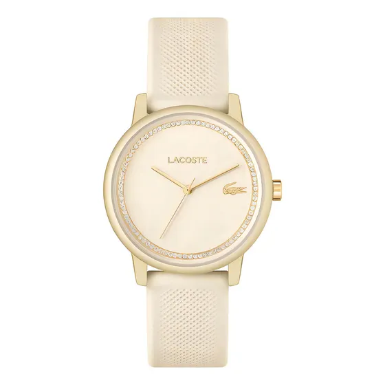 Reloj Lacoste Mujer 12.12 Go Silicona Dorado 2001288 Color De La Malla Beige