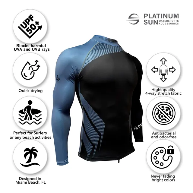 Upf 50+ Rash Guard Para Hombre Manga Larga Camisa Surf Nadar