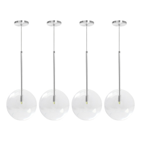 Kit 4 Pendente Lux Escovado Globo Vidro Cristal 25cm + Led Kit 4 Pendente Lux Escovado Globo Vidro Cristal 25cm + Led