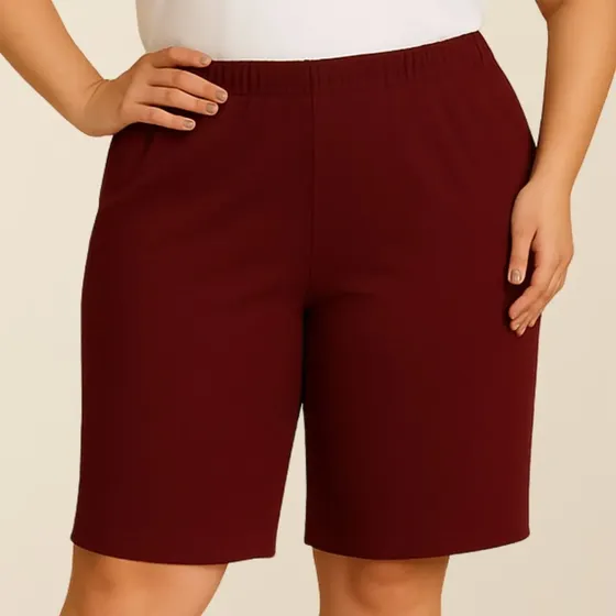 Bermuda Feminina Gorgurão Plus Size Confortável Senhora