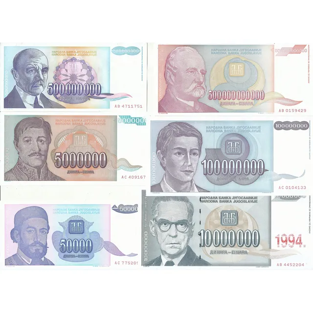 Yugoslavia Lote Billetes Varias Denominaciones