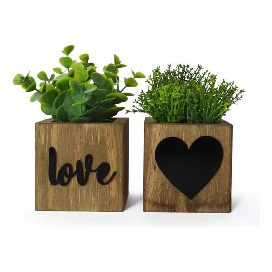Kit Vasos Com Planta Artificial (arranjo Completo)
