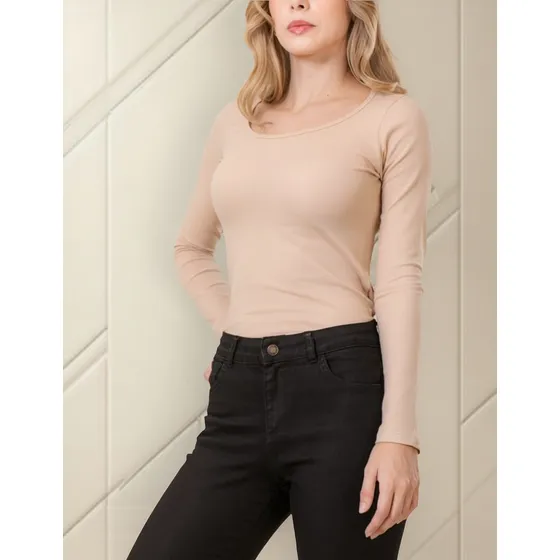 Remera Térmica Afelpada Super Elastizada De Dama Manga Larga