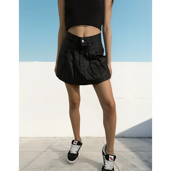 Pollera Pantalon Short Engomado Mujer Dama Moda Tiro Alto