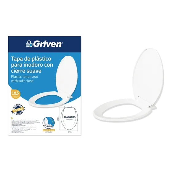 Asiento Tapa Poceta Inodoro Cierre Suave 18.5 Pulgada 