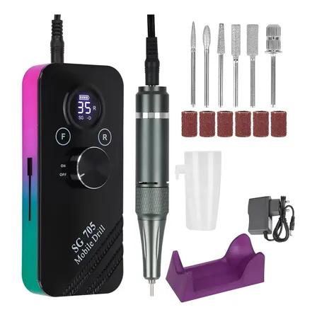 Lixadeira Motor De Unha Nail Dril Elétrica Portátilnail Dril Azul-turquesa 127/220v