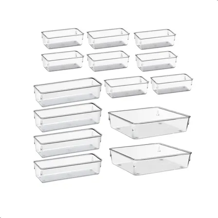 Kit Organizadores Com 14 Multiuso Gavetas Empilhavel