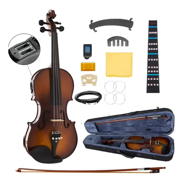 Violín eléctrico acoustic eq profesional 4/4 estuche color chocolate Jidyous BDEQVILO