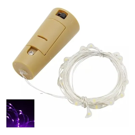Rolha De Led Fio Fada Garrafa 1m 10led Branco Quente Amarelo