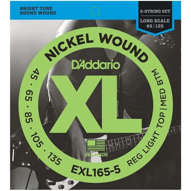 Daddario Exl165-5 Juego Cuerdas P/ Bajo De 5 Cuerdas 45-135
