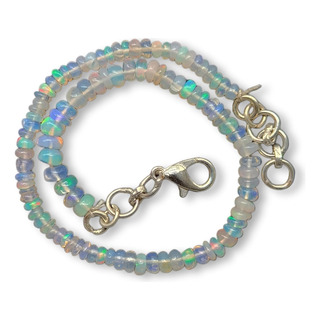 Pulsera De Cuentas De Ópalo Etíope Natural, Piedra Natal, Cr Pulsera De Cuentas De Ópalo Etíope Natural, Piedra Natal, Cr