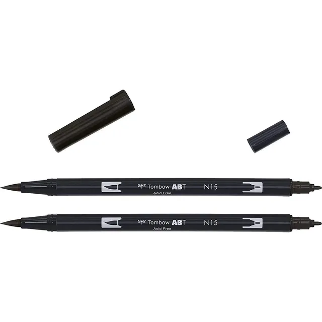 2 Plumones Punta Pincel Tombow Dual Brush Pen Negro