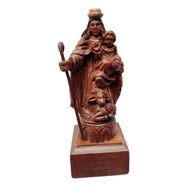 Virgen Divina Pastora. Tallada En Madera.