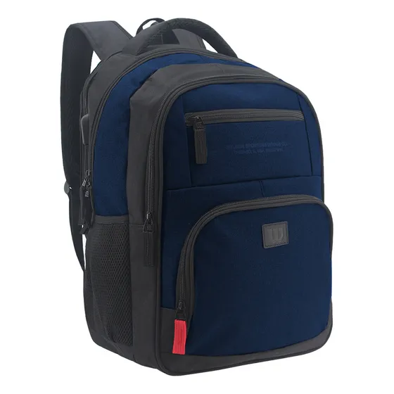 Mochila Wilson 65.AN004 Urbana Porta Notebook con Puerto Usb Ejecutiva Reforzada Color Azul Oscuro Lisa