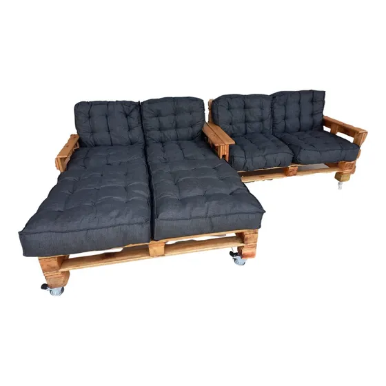 Jogo De Sofá De Pallet + Chaise E Almofadas Impermeáveis