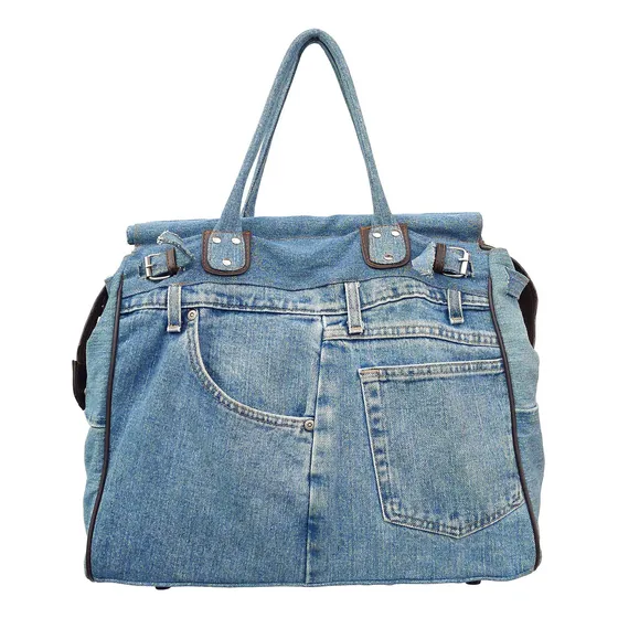 Bijoux De Ja X-large Azul Denim Doble Mango Tote Lz5kg