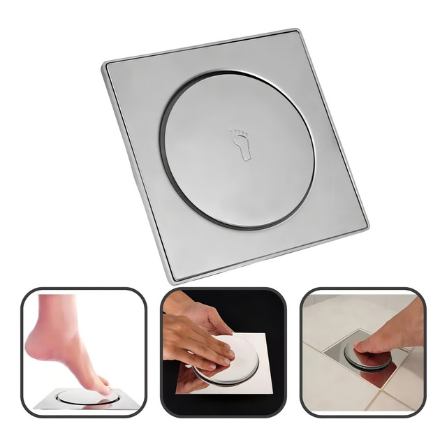 Ralo Click Dami 10x10 Inteligente Pop Up Inox Oculto Invisível Para Banheiro E Cozinhas Ac... Ralo Click Dami 10x10 Inteligente Pop Up Inox Oculto Invisível Para Banheiro E Cozinhas Ac...