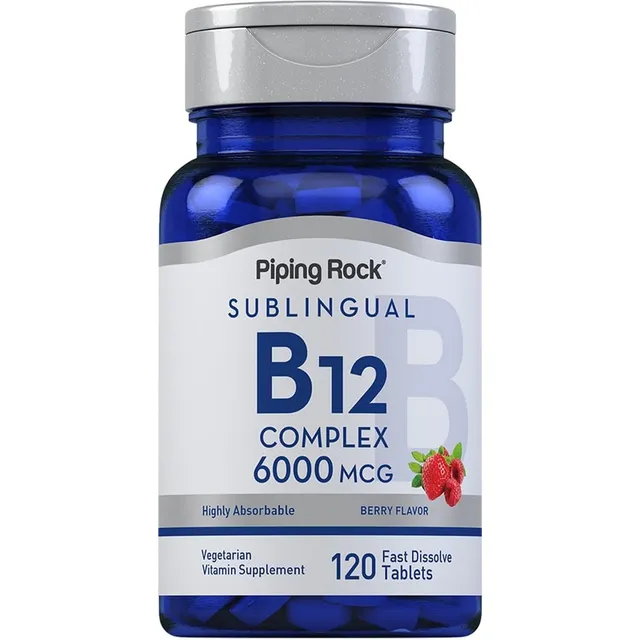 Complejo B12 6000 Mcg Sublingual Piping Rock 120 Tabletas Bayas