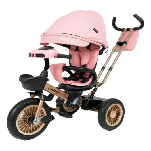 Triciclo Para Bebe Asiento Giratorio Usb Bluetoth Baby Grace Color Rosado