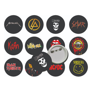 Boton Pin Banda De Rock 58 Mm 12 Piezas Boton Pin Banda De Rock 58 Mm 12 Piezas
