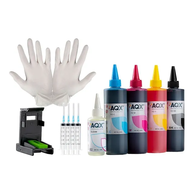 Kit Recarga Para Cartuchos Hp 1115 2545 3789 662 1 Litro Aqx Tinta Cmyk