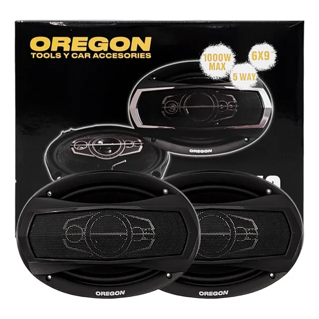 Juego Parlantes Coaxial Oregon Auto 6x9 PuLG 1000w 5 Vias