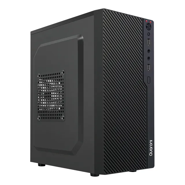 Gabinete Quaroni Media Torre Rejilla M-atx M-itx Frente AB S Color Negro Con Fuente de Poder Incluida De 500 w