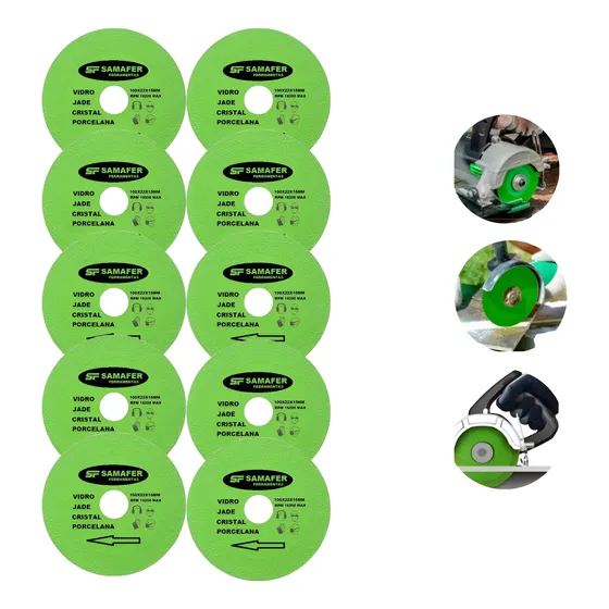Kit 10 Discos De Corte Para Vidro Jade Porcelana Cristal