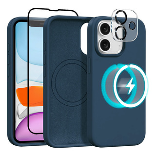 Kit Funda Para iPhone Con Magsafe Microfibra Suave Al Tacto Magnética Mate + Mica Cristal Templado 9d + Mica Cámara Kit Funda Para iPhone Con Magsafe Microfibra Suave Al Tacto Magnética Mate + Mica Cristal Templado 9d + Mica Cámara